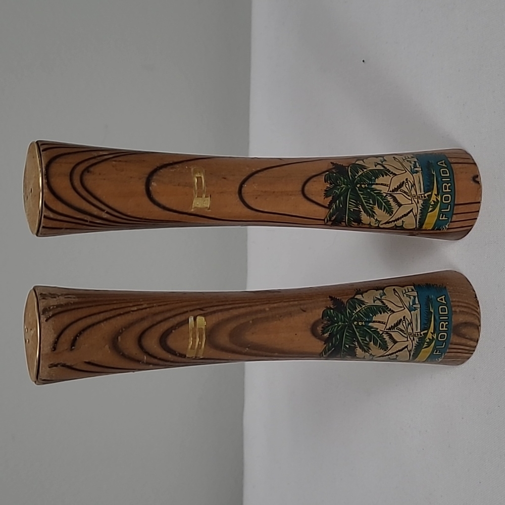 Vintage MCM Souvenir Florida wood Salt and Pepper shakers Mid century